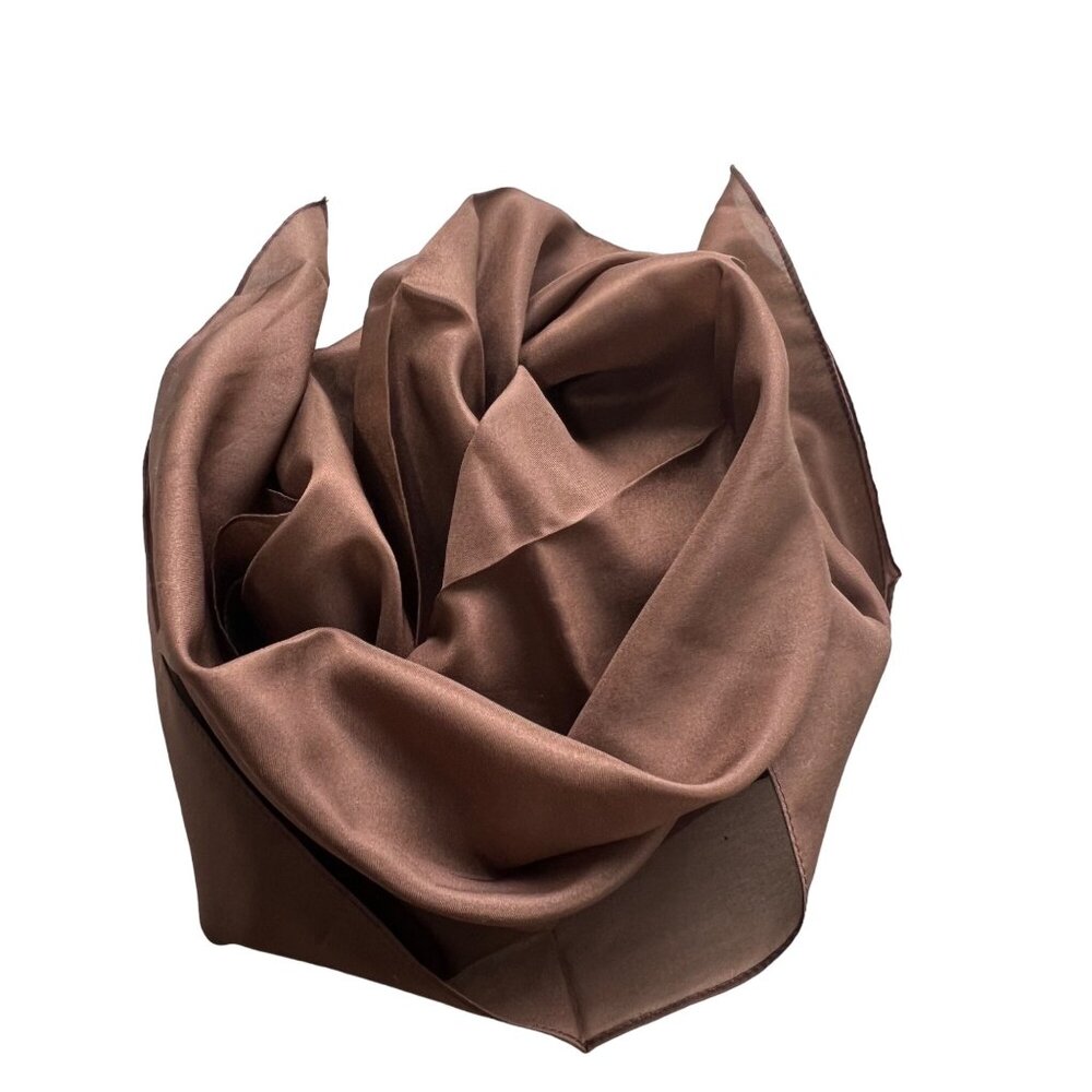 Vintage Square Scarf Size One Neck Wrap Bandana Lightweight Brown Polyester